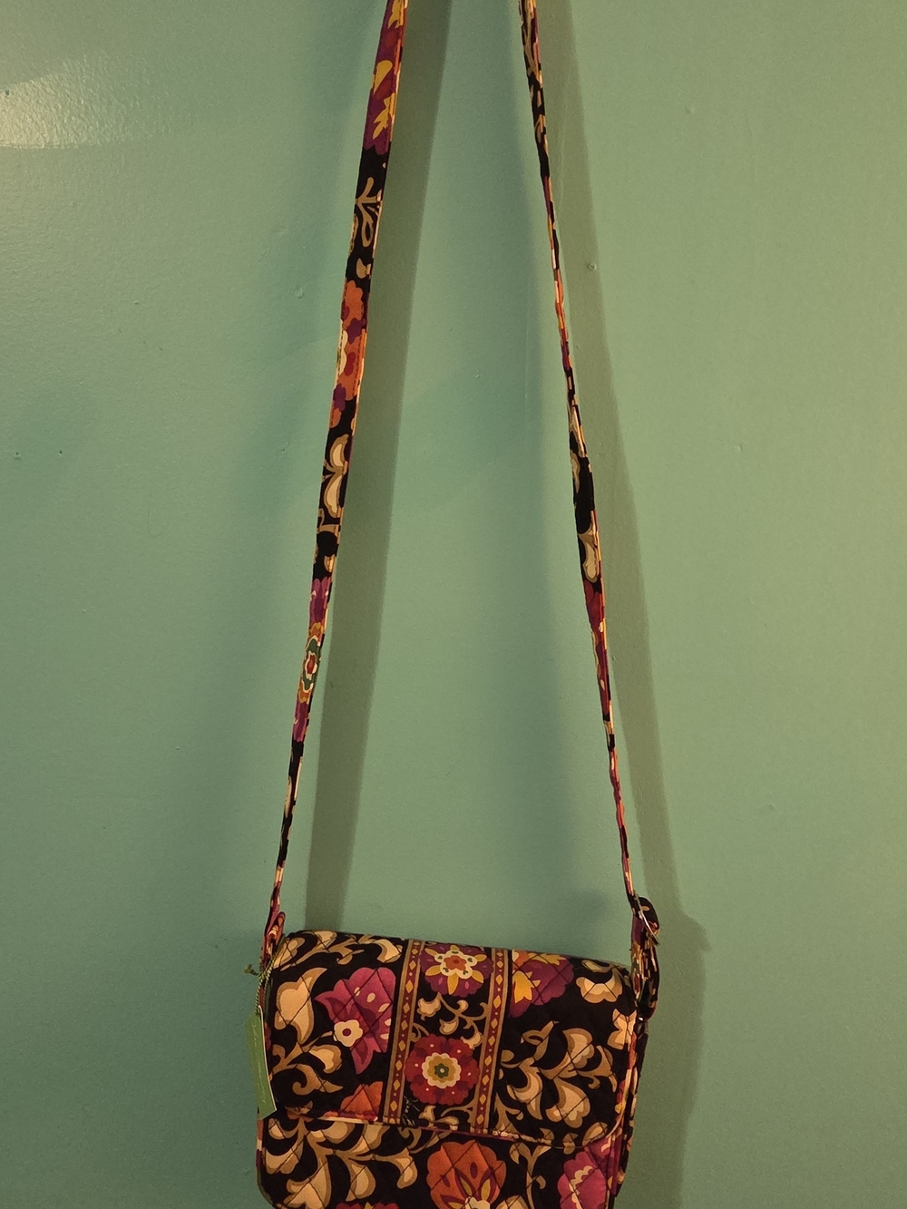 Vera Bradley Floral Quilted Crossbody - Black, Purple, Pink, Orange